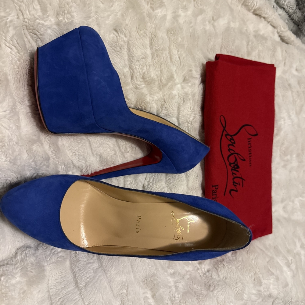 Christian Louboutin Blue Suede Pumps